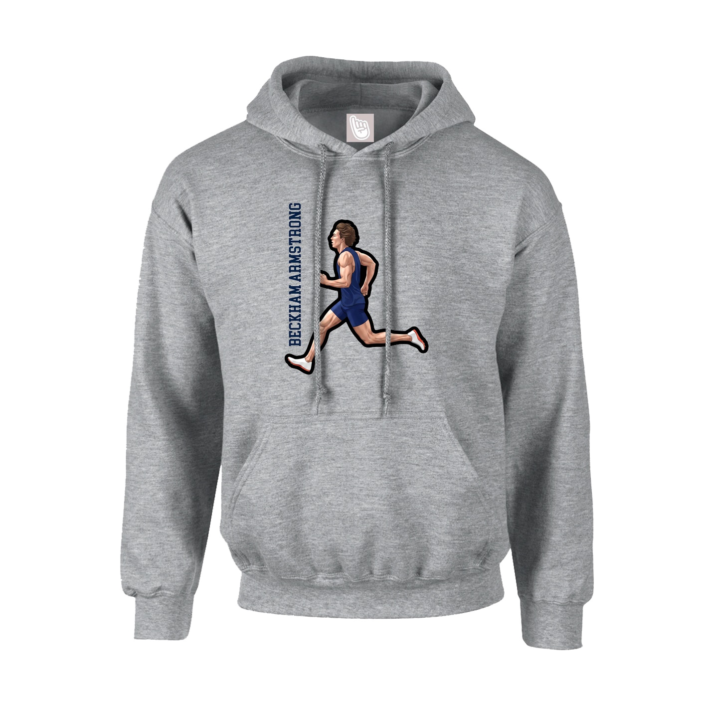 Youth Hoodie — Name Vertical in Grey