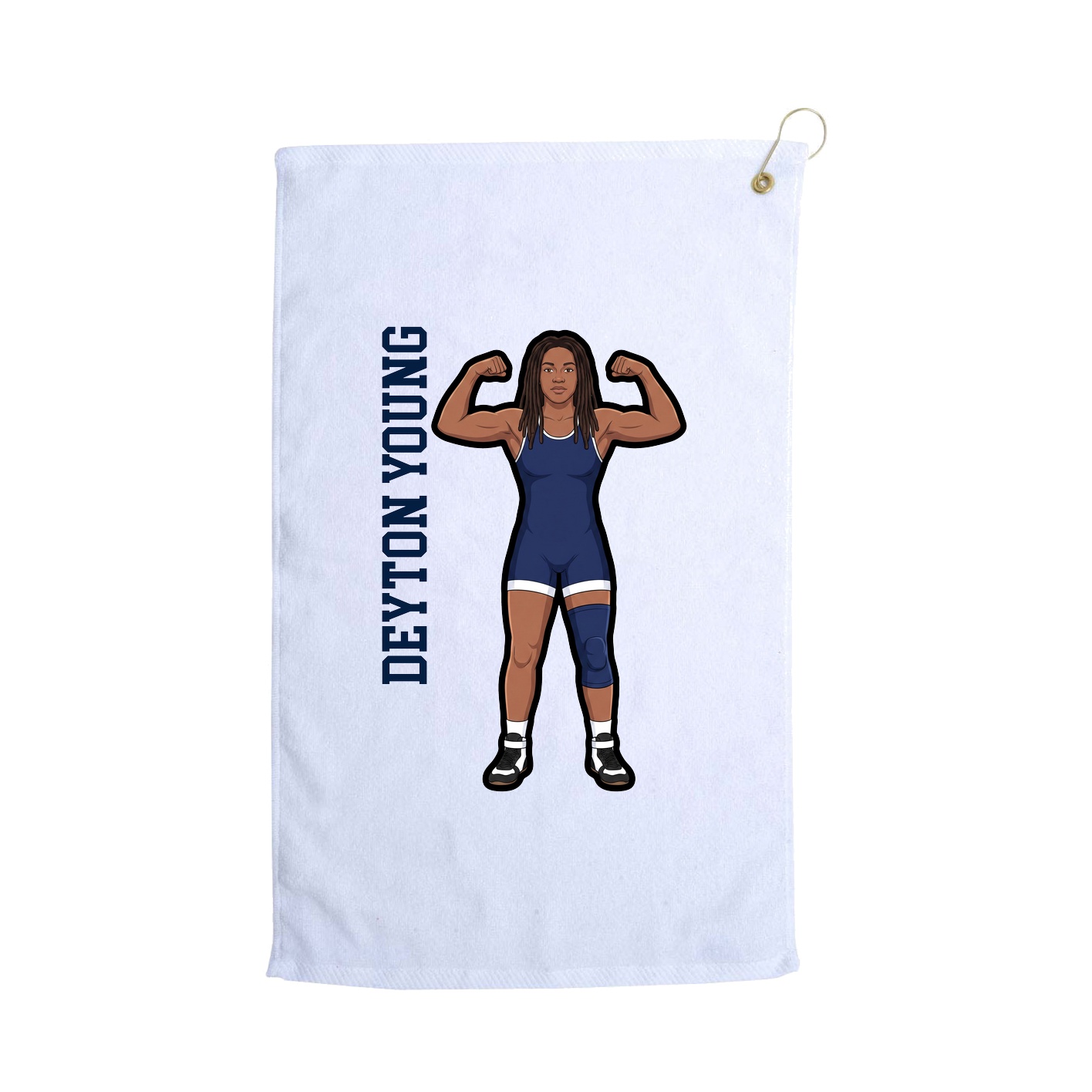 Golf Towel — Name Vertical in White