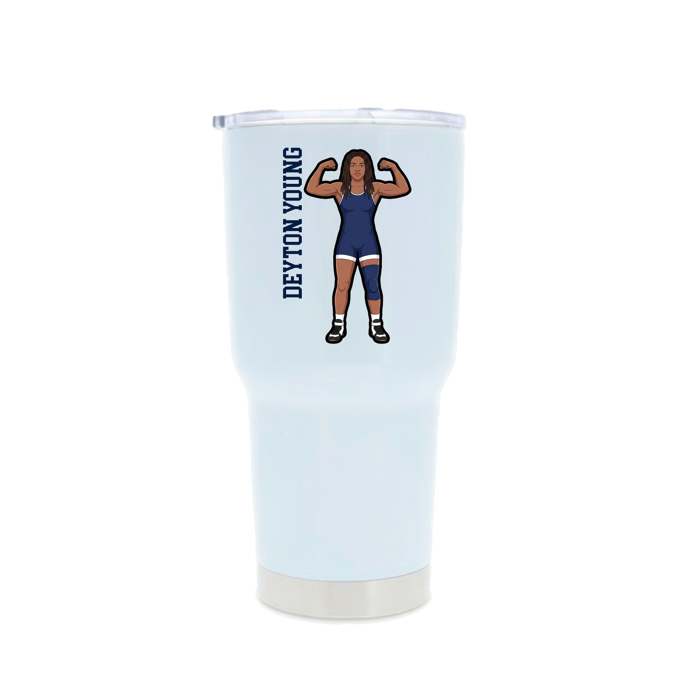 30oz Stainless Steel Tumbler — Name Vertical in White