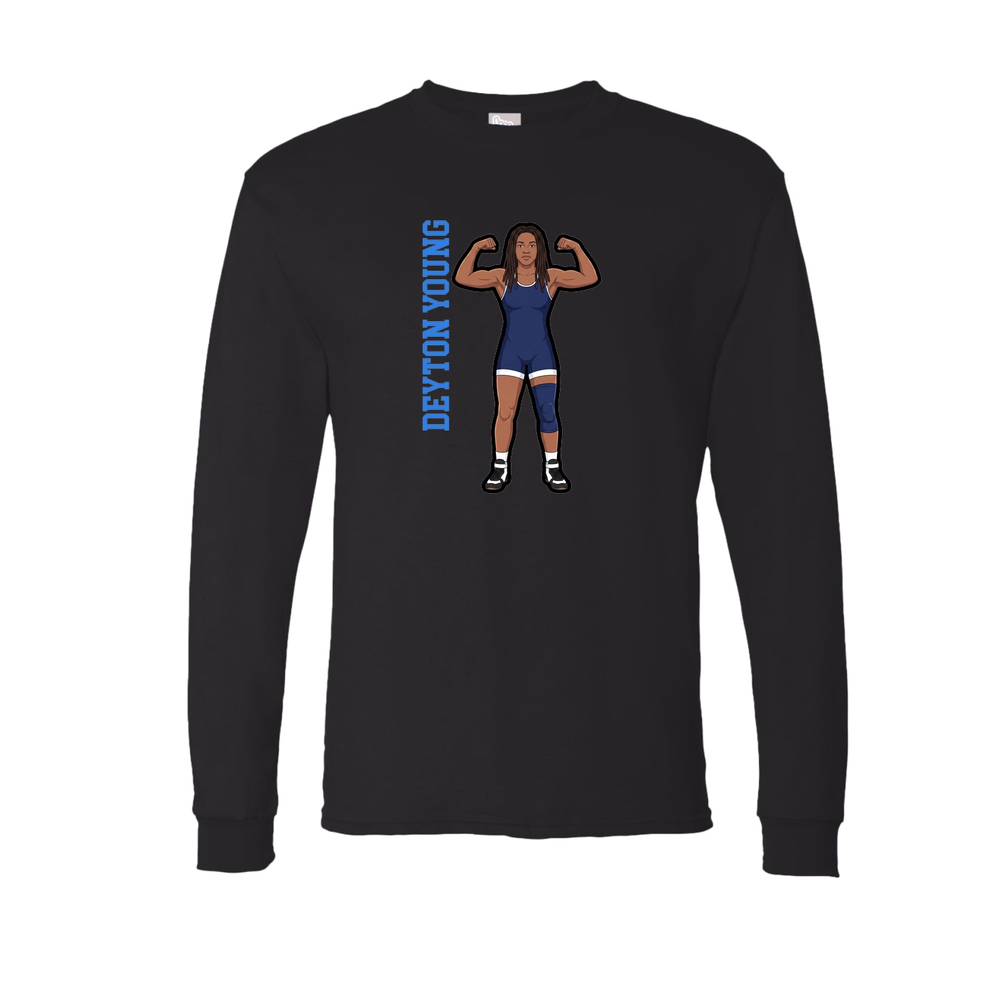 Long Sleeve Tee — Name Vertical in Black