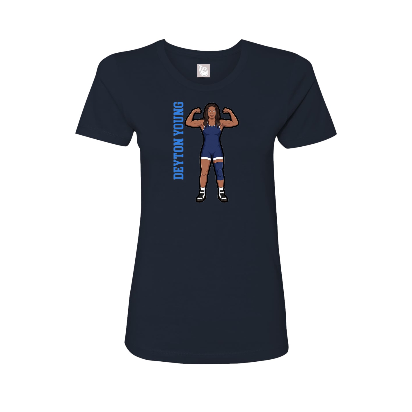 Fitted Women's Tee — Name Vertical in Navy