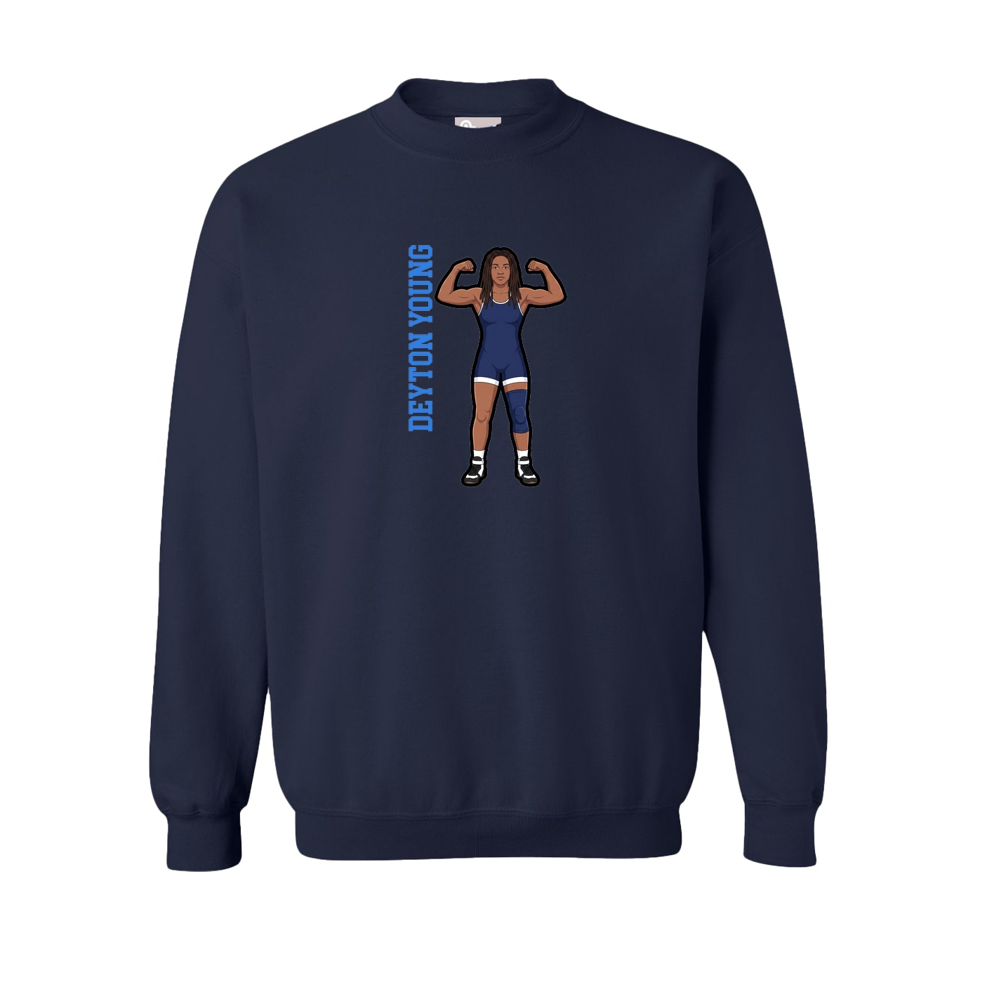 Fleece Crew — Name Vertical in Navy