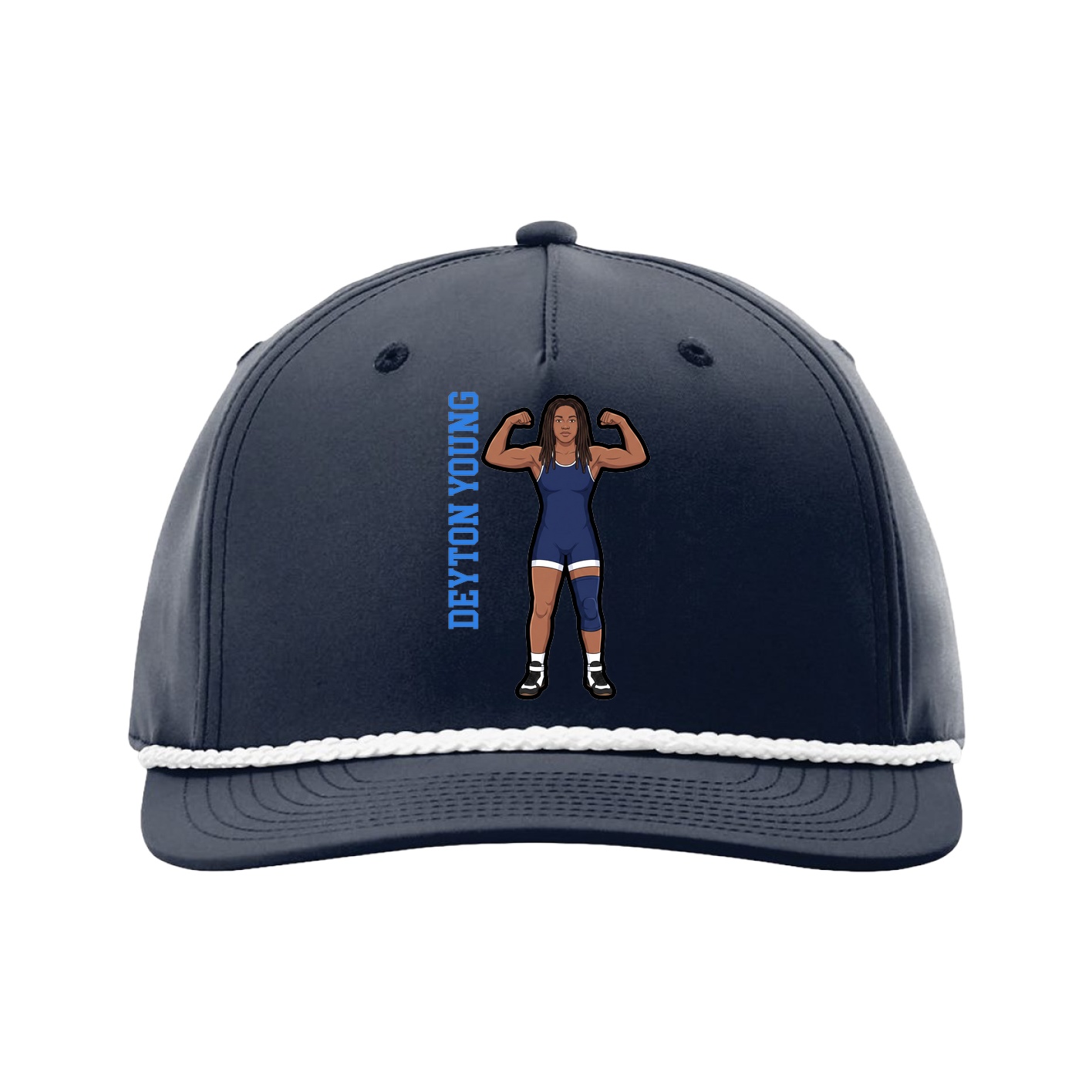Five-Panel Classic Rope Cap — Name Vertical in Navy