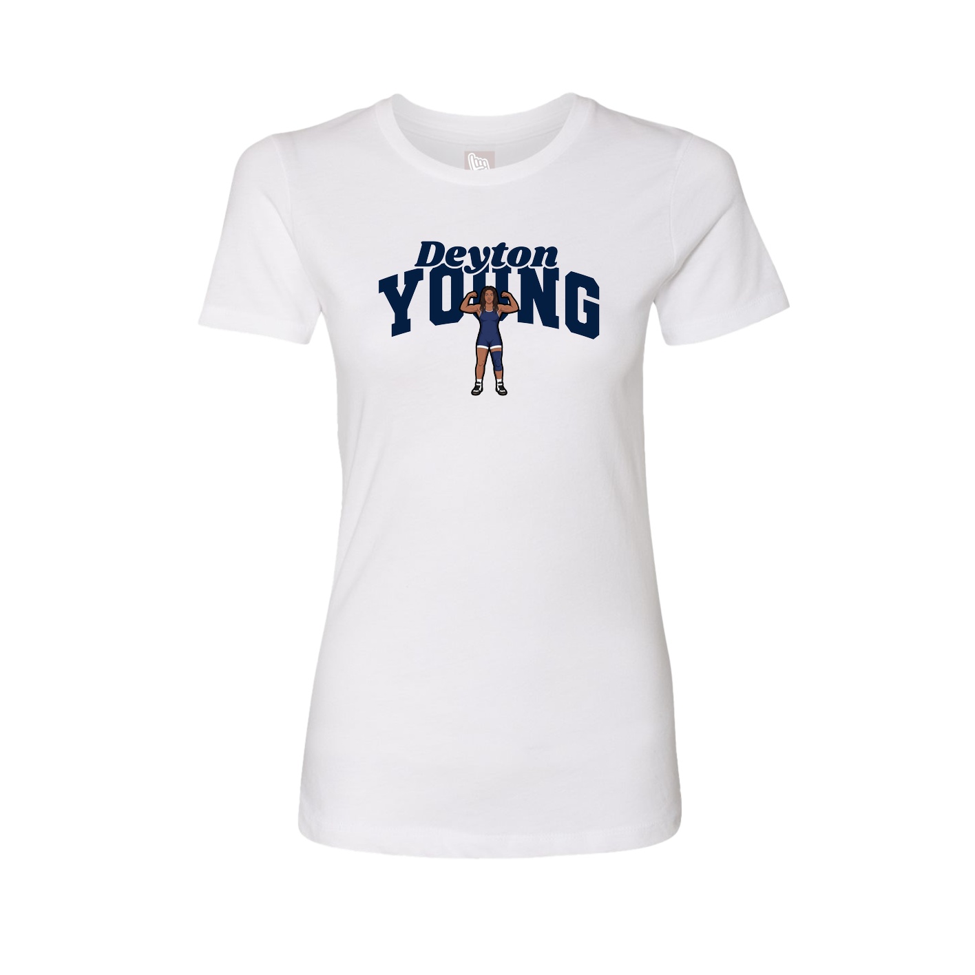 Fitted Women's Tee — Signature Arch in White