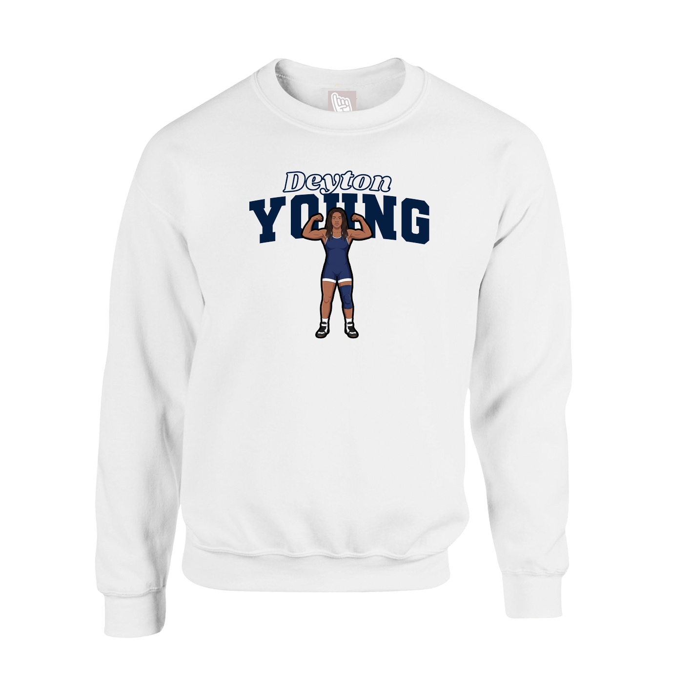 Fleece Crew — Name Arch in White
