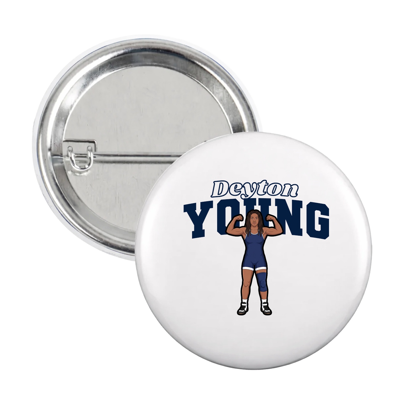 Game Day Button — Name Arch in White