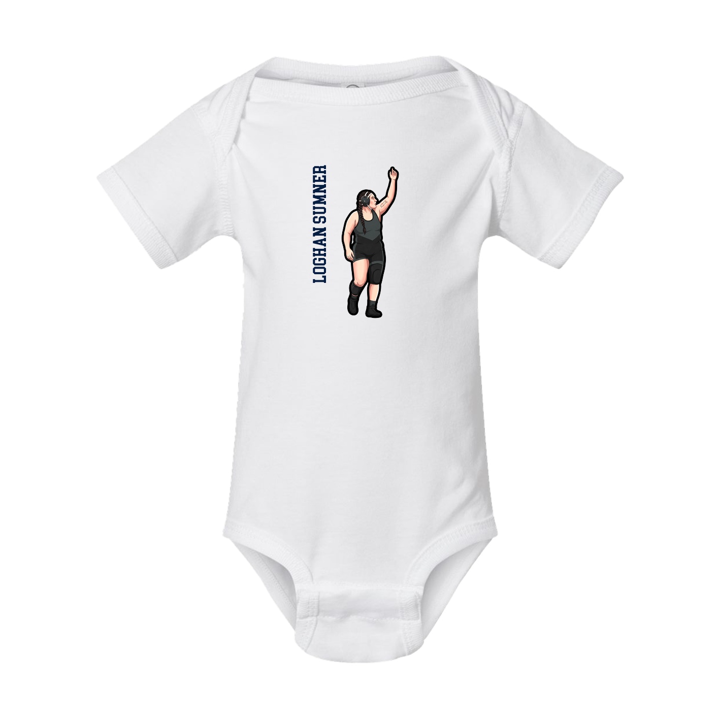 Baby Onesie — Name Vertical in White