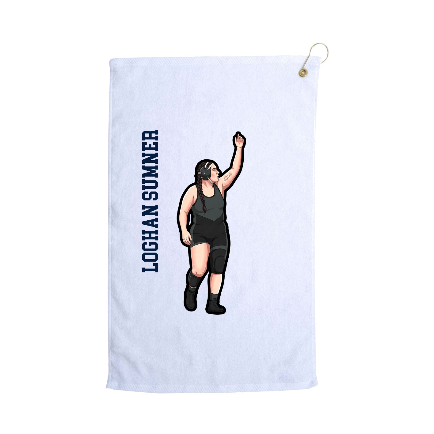 Golf Towel — Name Vertical in White