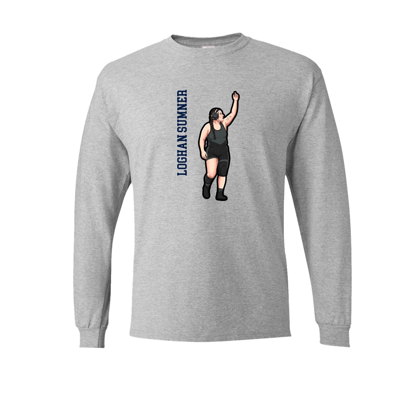 Long Sleeve Tee — Name Vertical in Grey