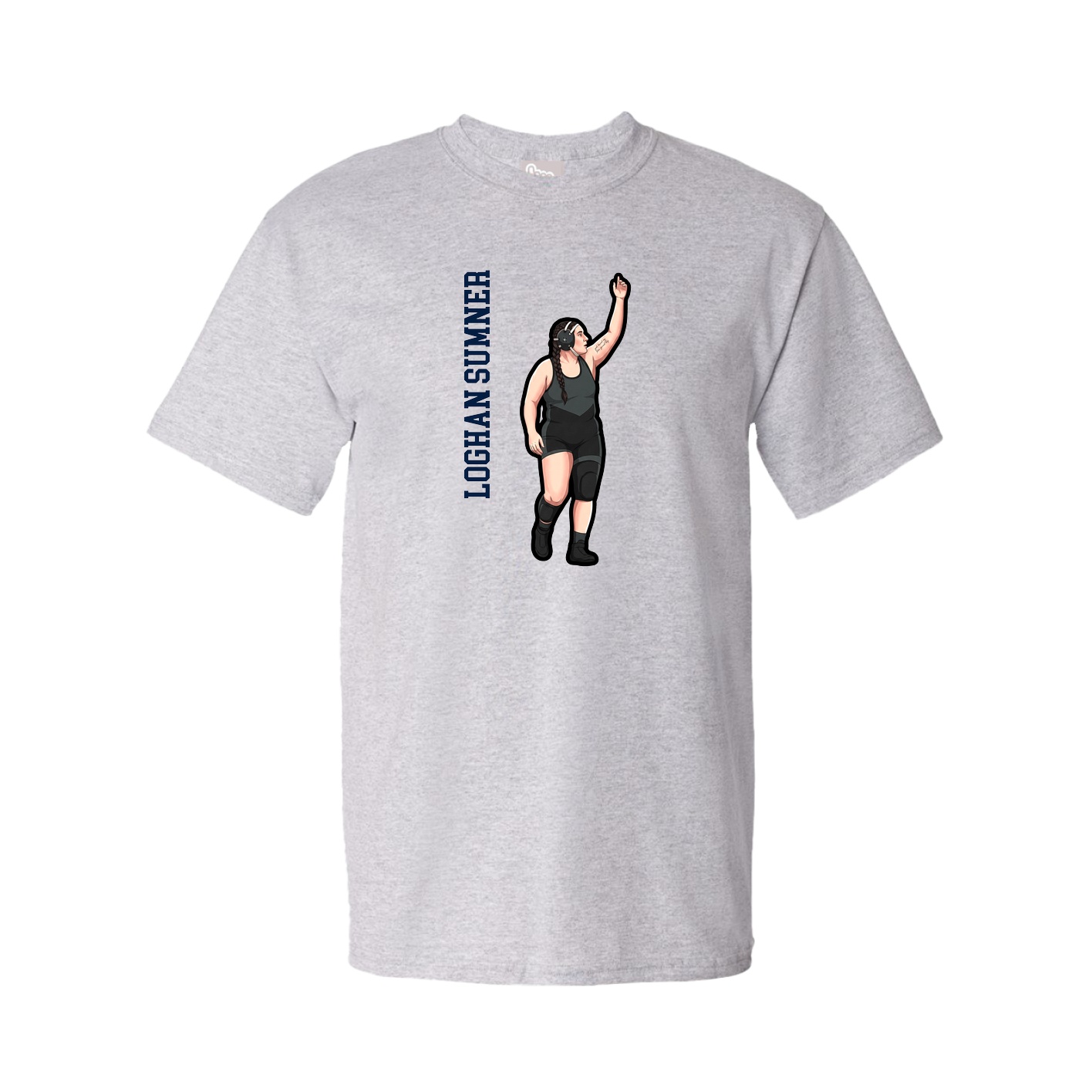 Youth Tee — Name Vertical in Grey