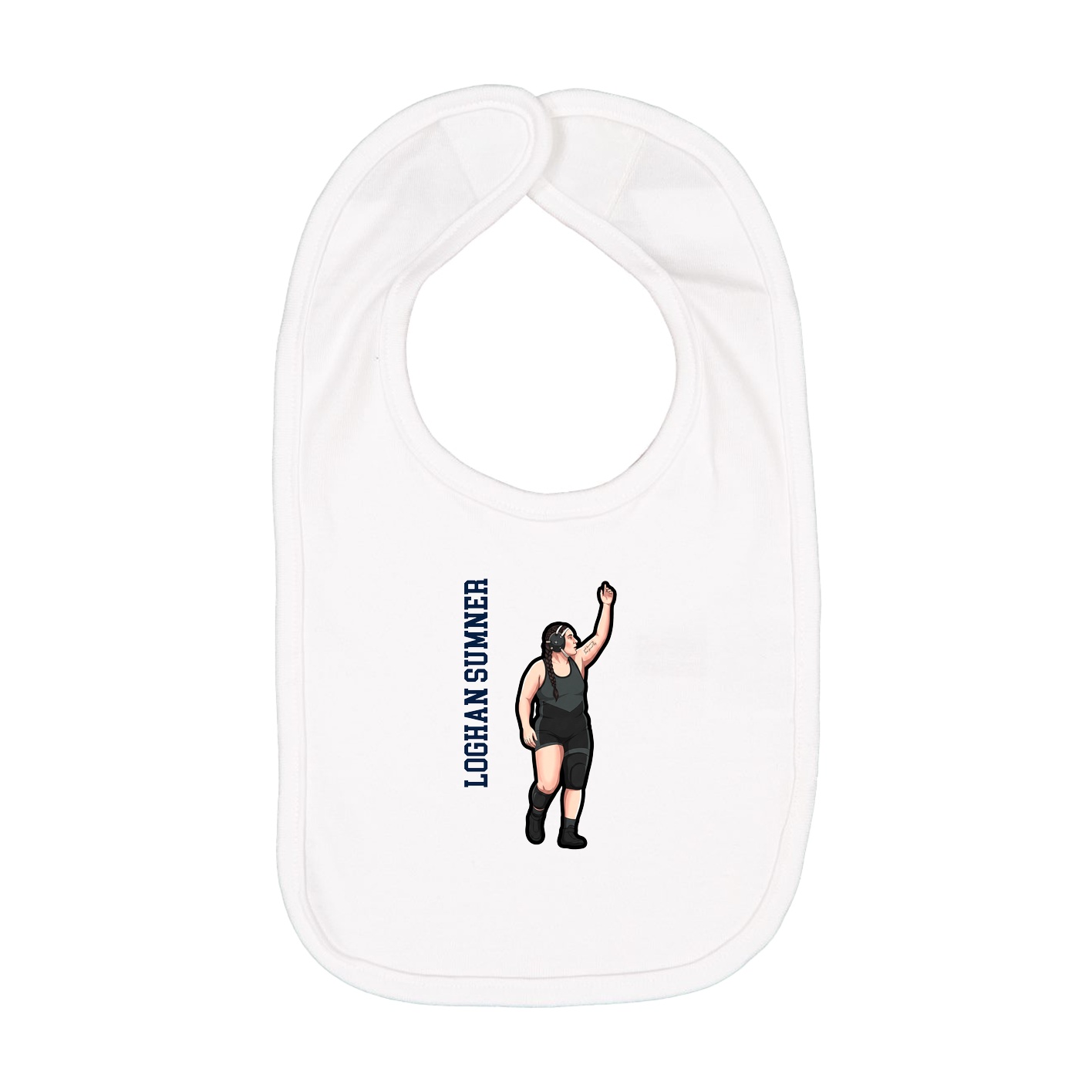Infant Bib — Name Vertical in White