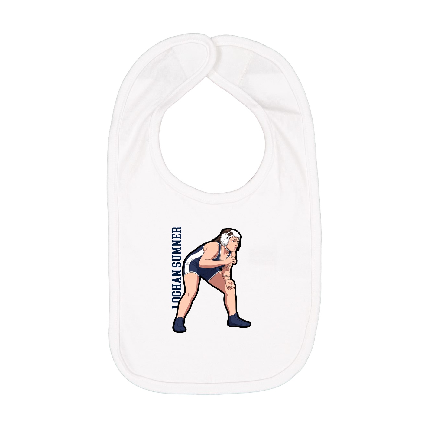 Infant Bib — Name Vertical in White