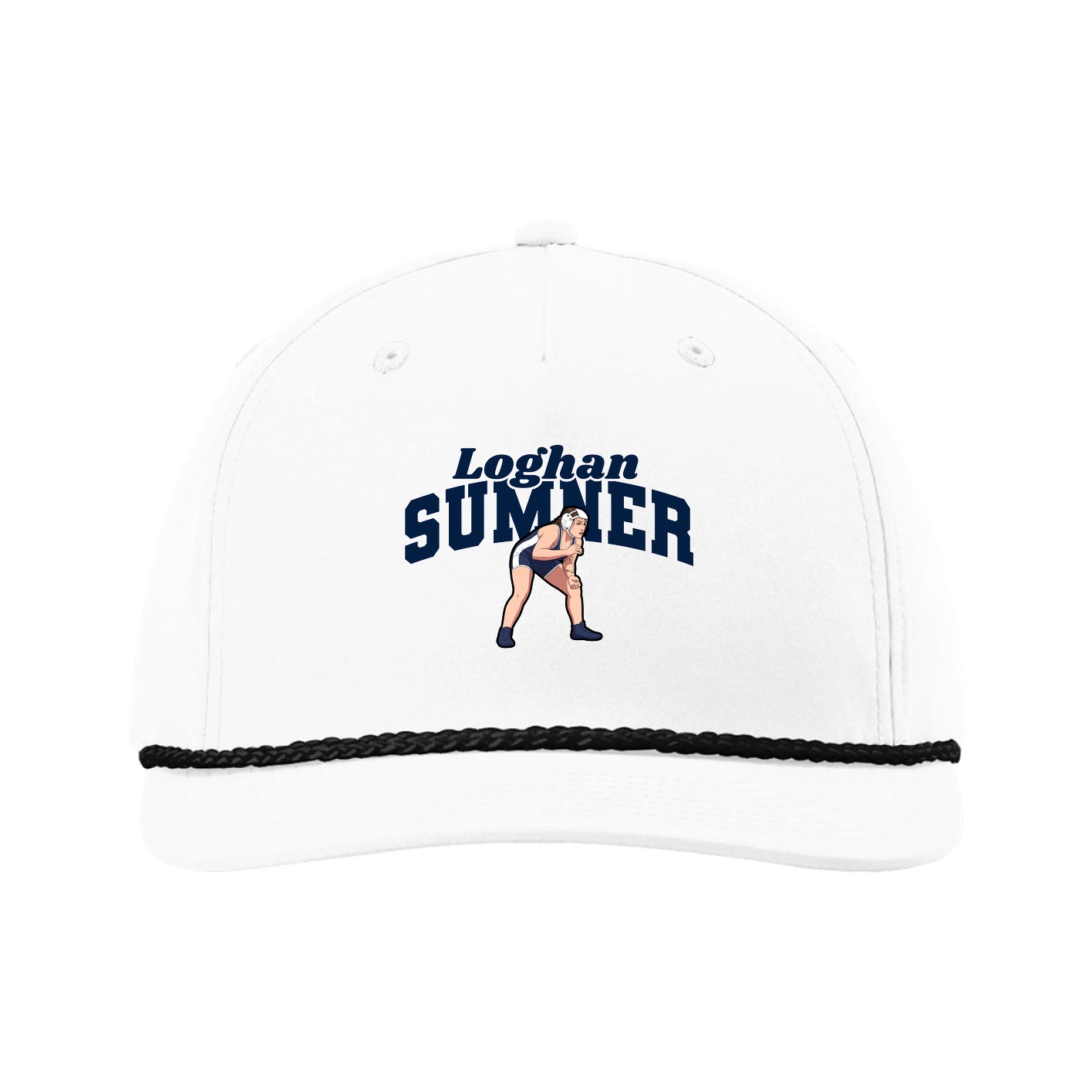 Five-Panel Classic Rope Cap — Signature Arch in White