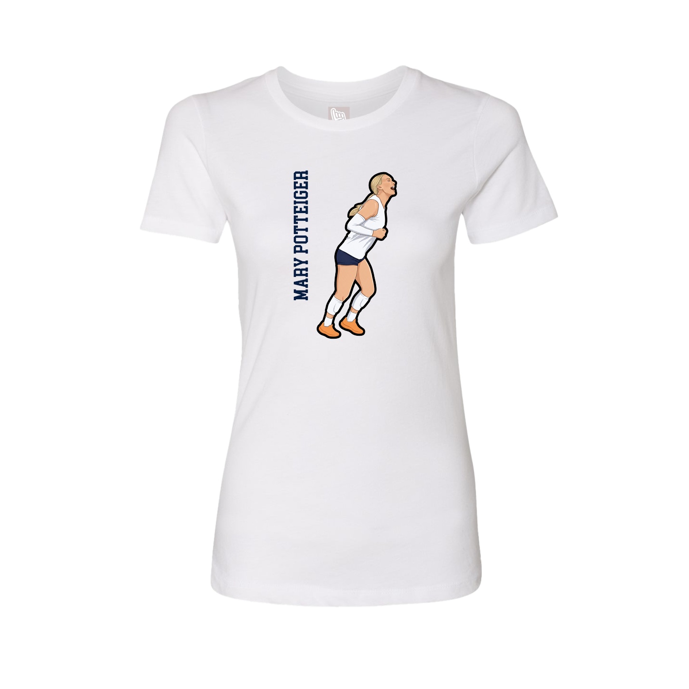Fitted Women's Tee — Name Vertical in White