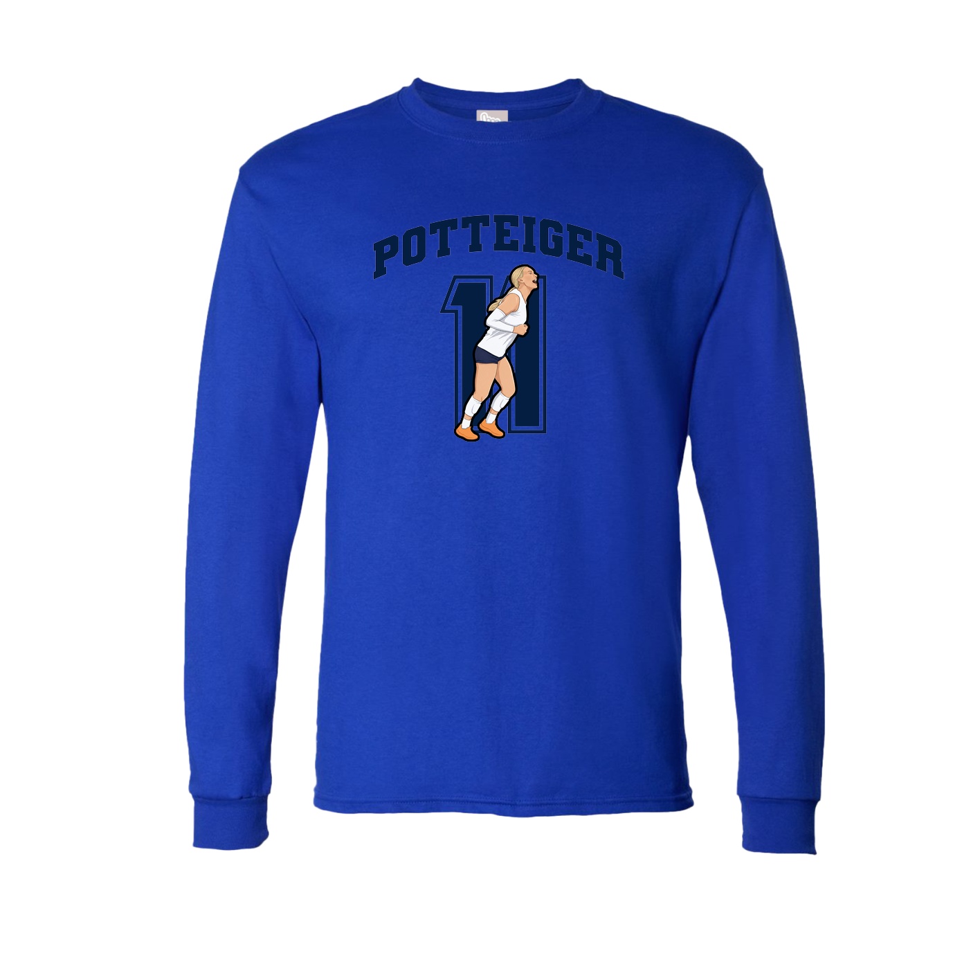 Long Sleeve Tee — Number in Royal