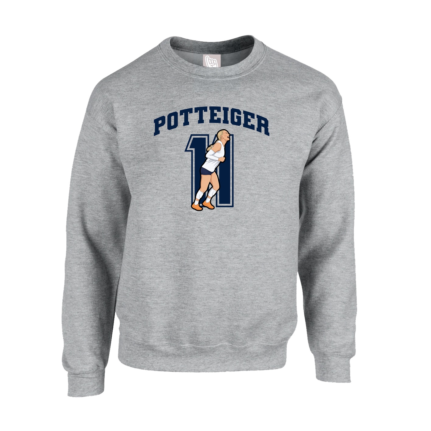 Fleece Crew — Number in Grey