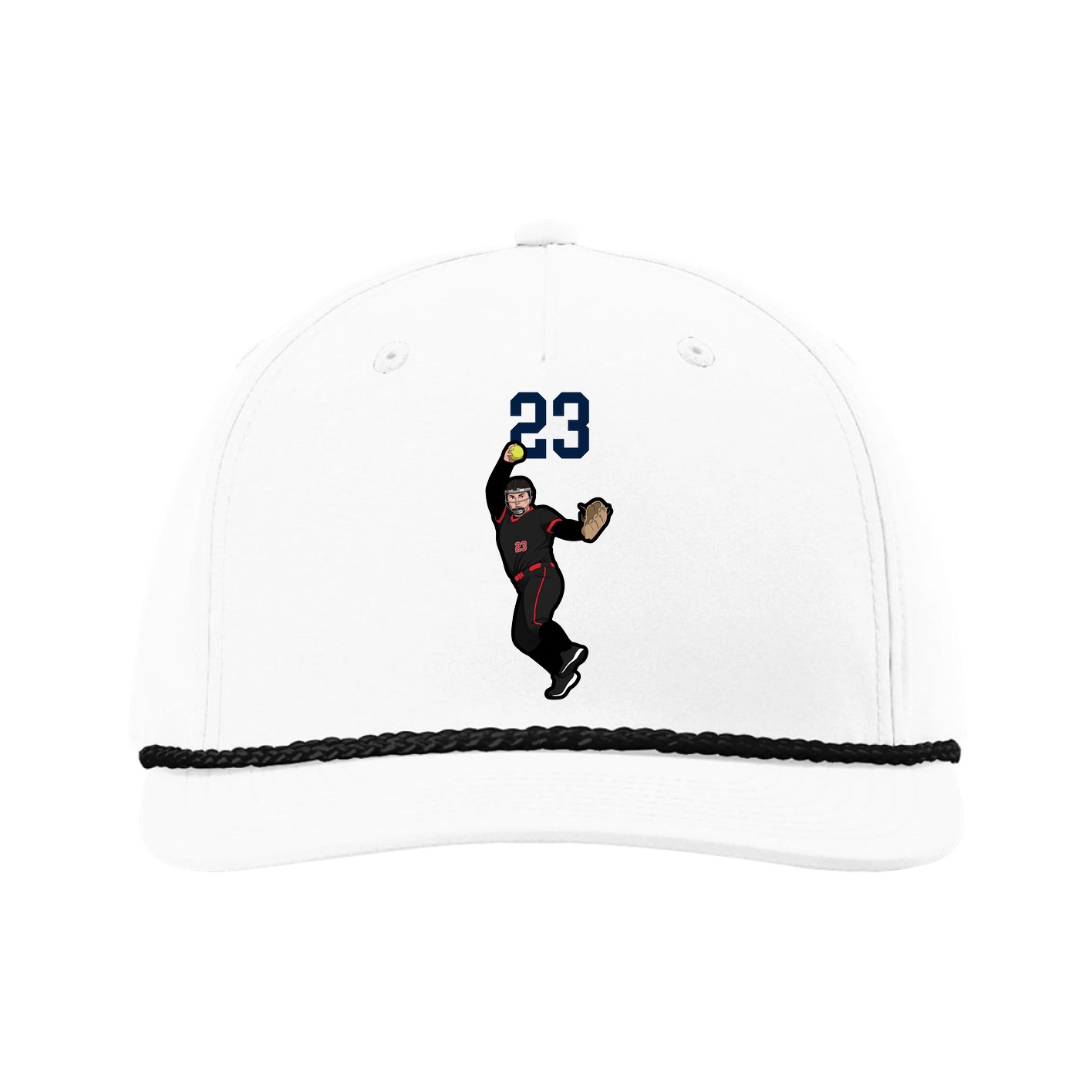 Five-Panel Classic Rope Cap — Number Top in White