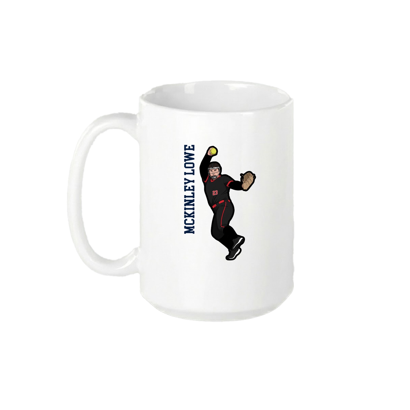 15oz Coffee Mug — Name Vertical in White