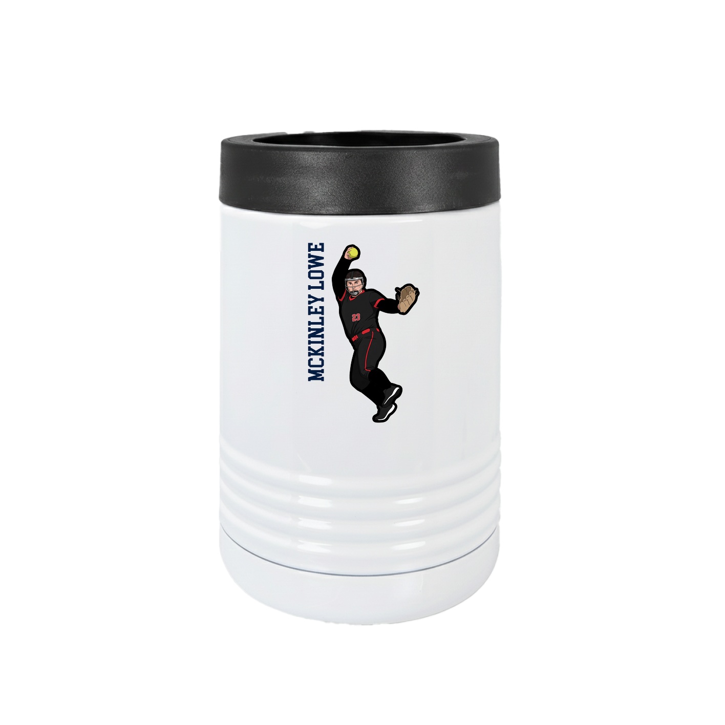 Beverage Holder — Name Vertical in White