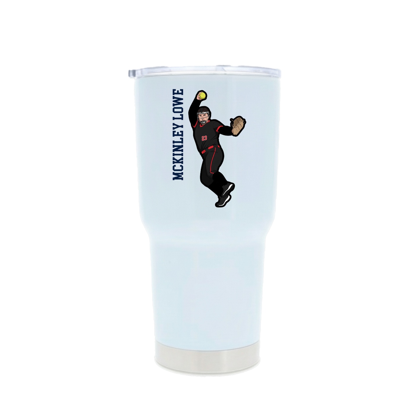 30oz Stainless Steel Tumbler — Name Vertical in White