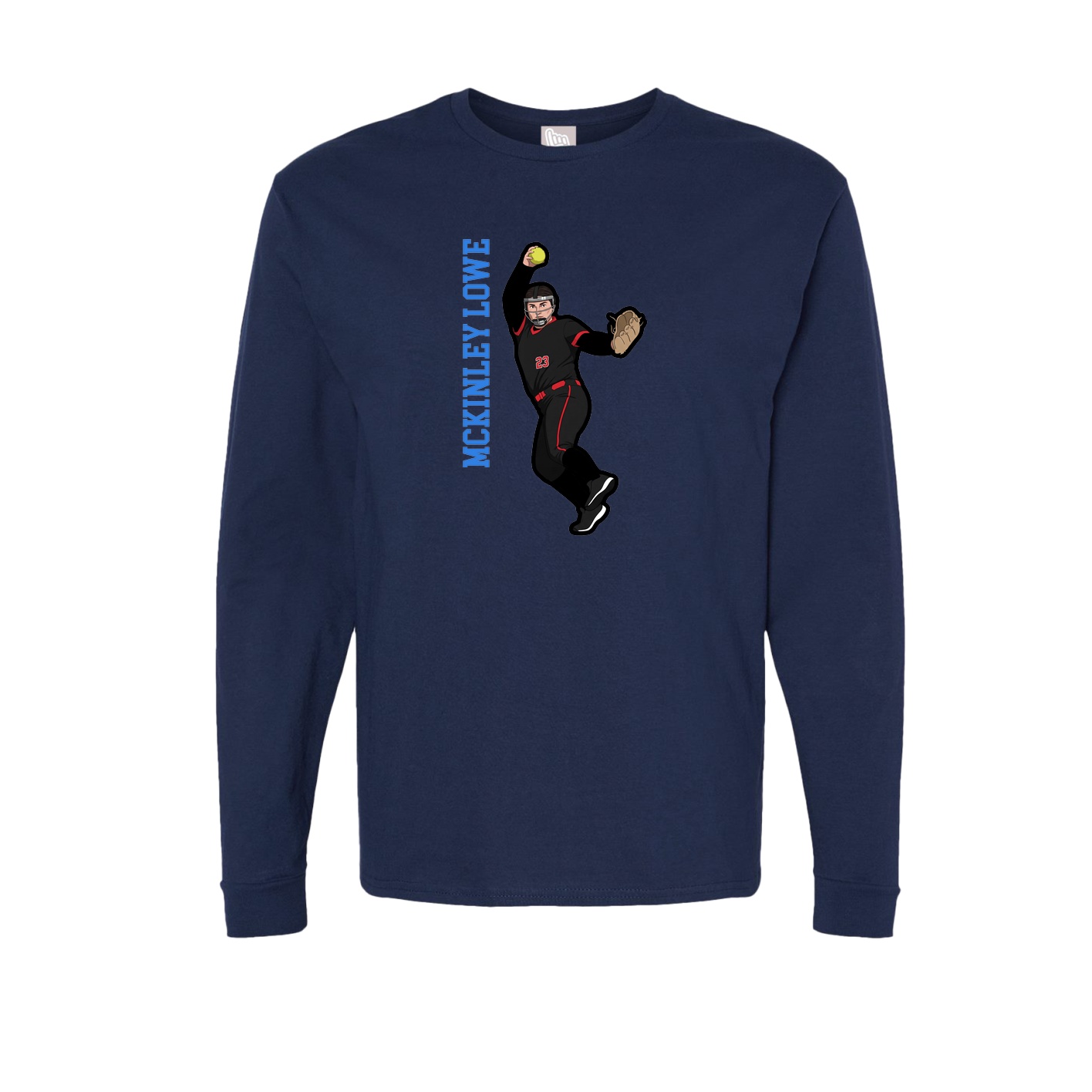 Long Sleeve Tee — Name Vertical in Navy