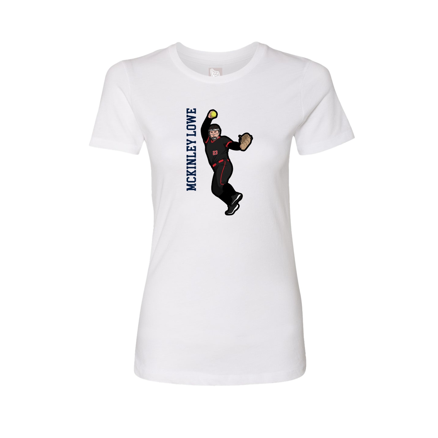 Fitted Women's Tee — Name Vertical in White