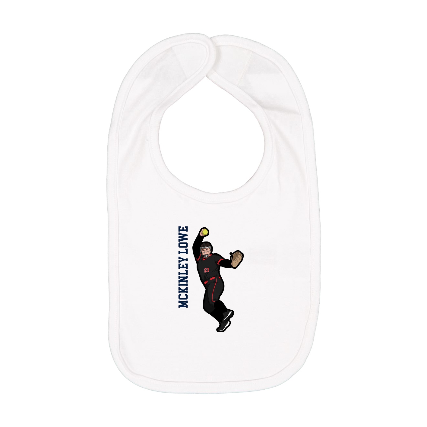 Infant Bib — Name Vertical in White