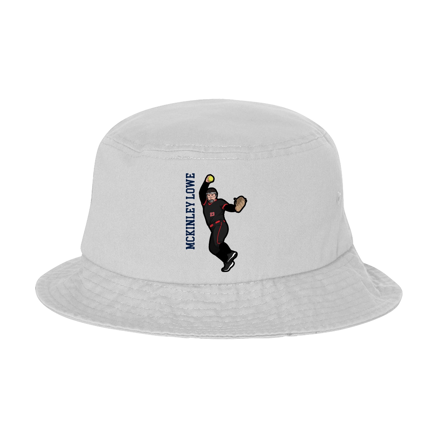 Bucket Cap — Name Vertical in White