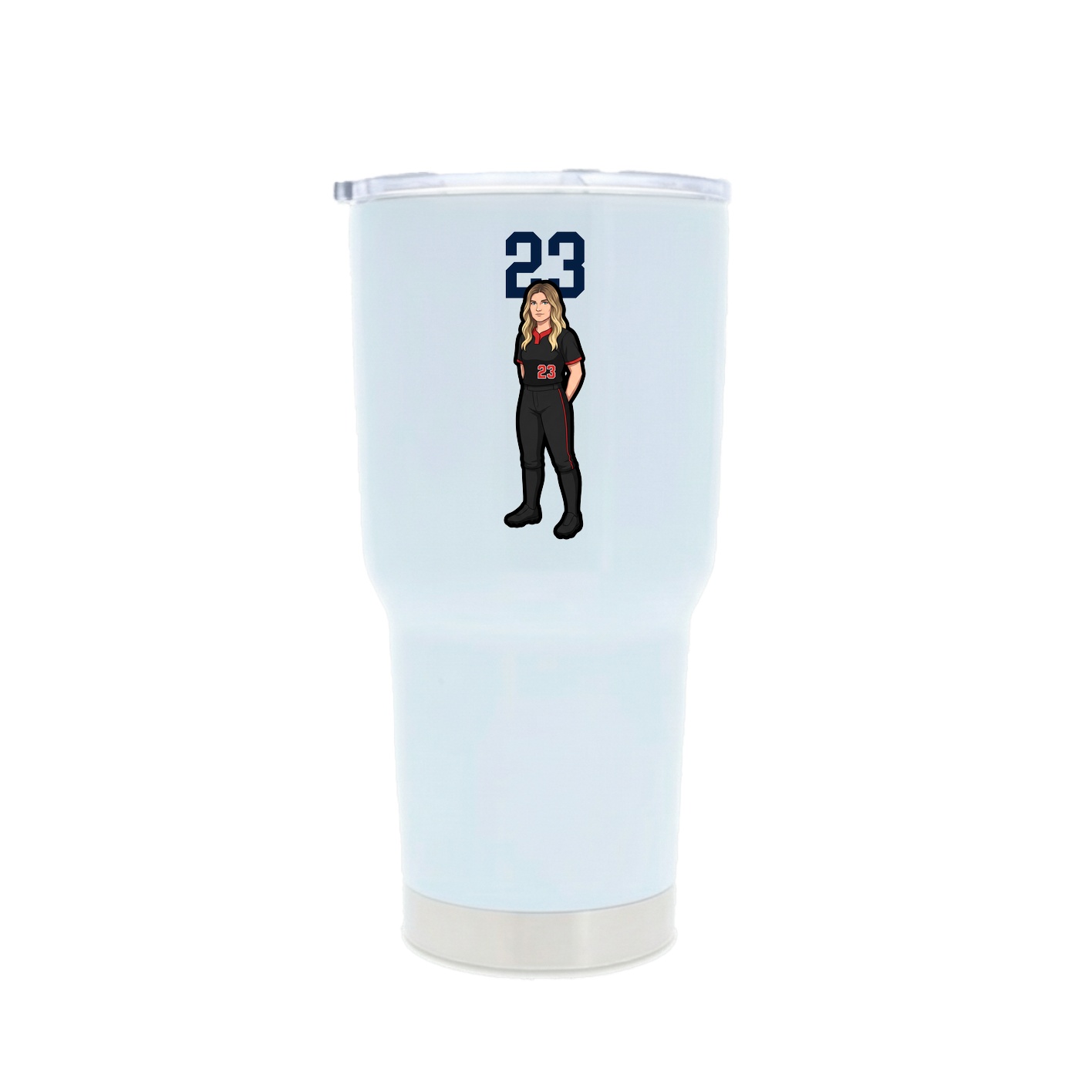 30oz Stainless Steel Tumbler — Number Top in White