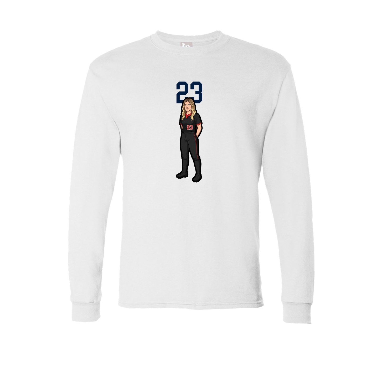 Long Sleeve Tee — Number Top in White