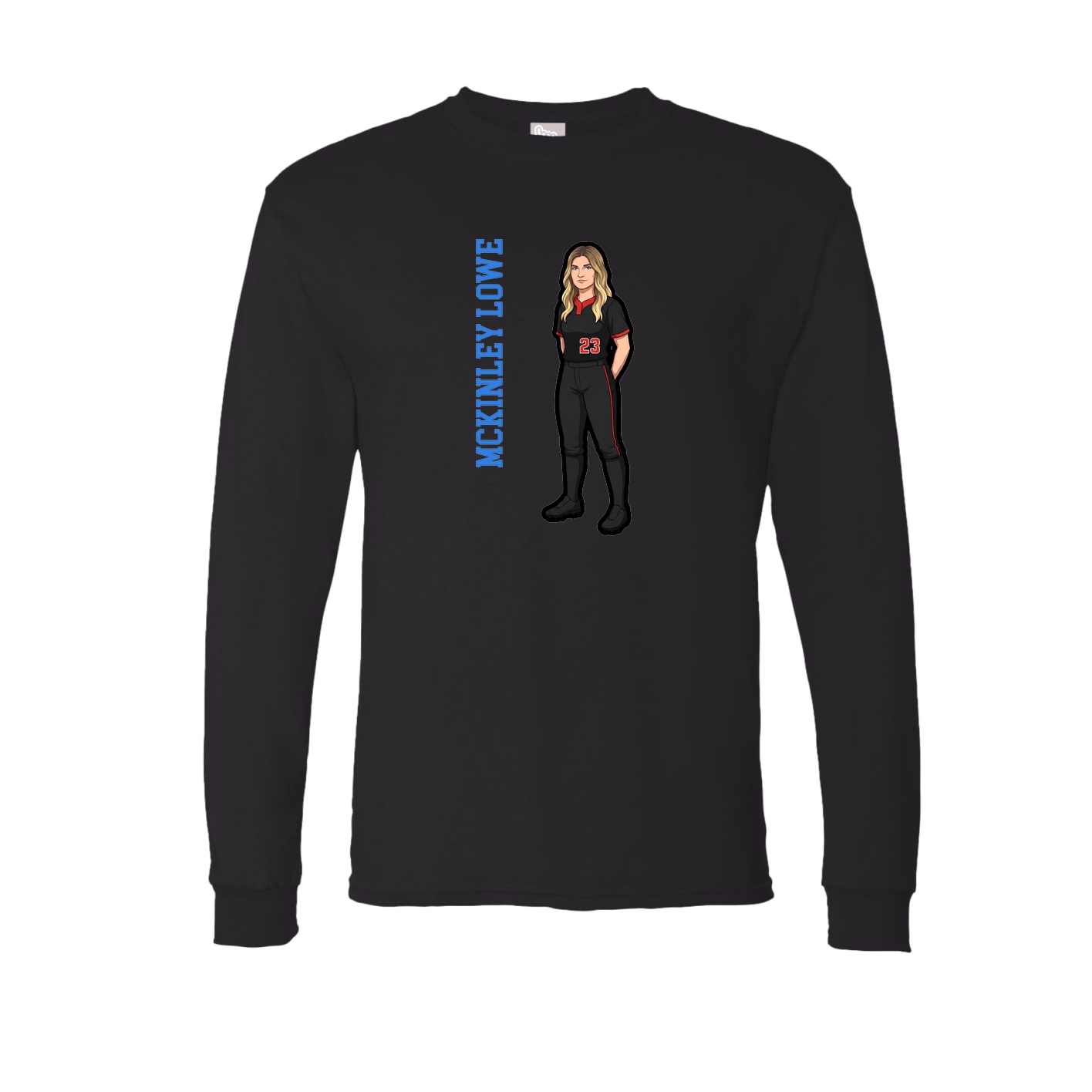 Long Sleeve Tee — Name Vertical in Black