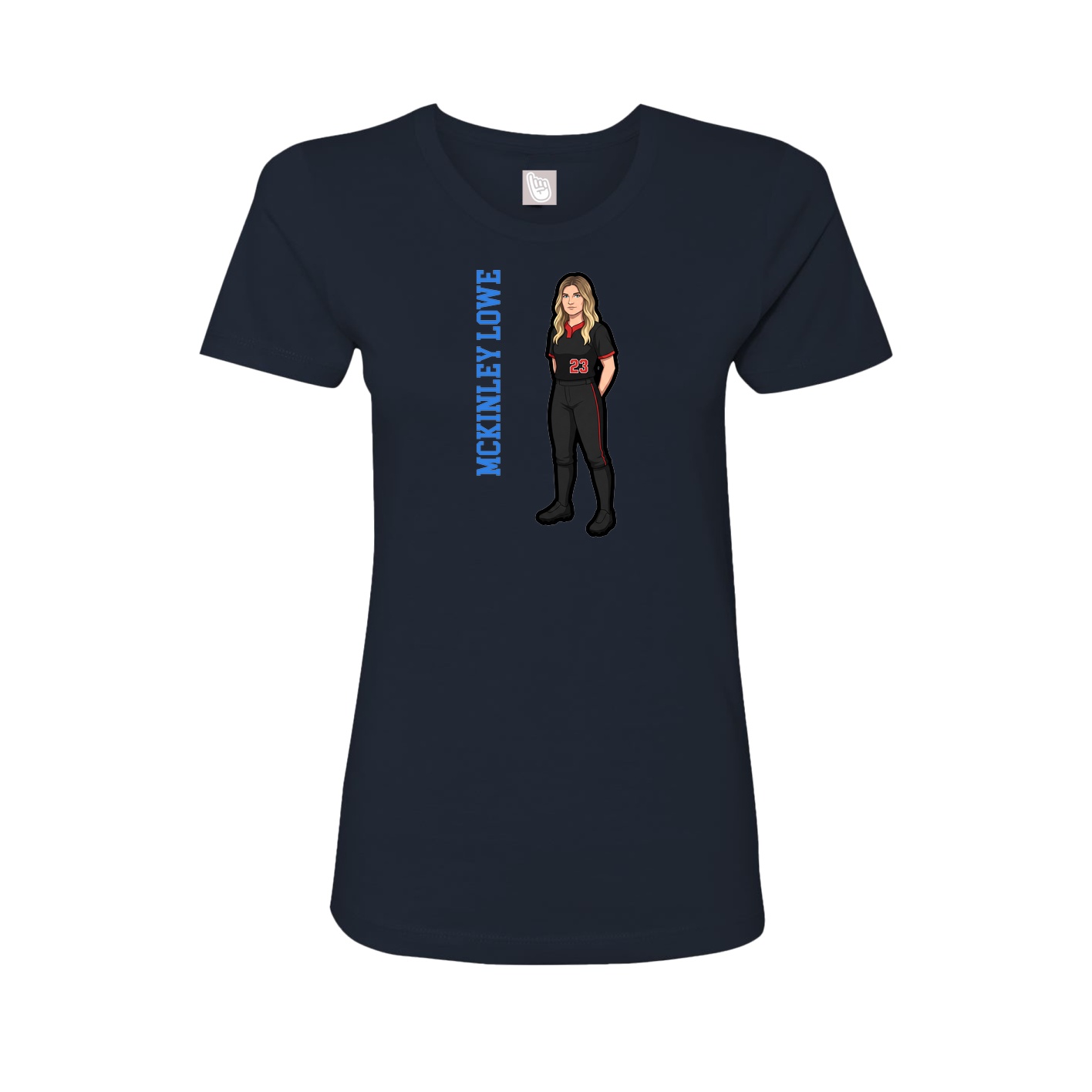Fitted Women's Tee — Name Vertical in Navy