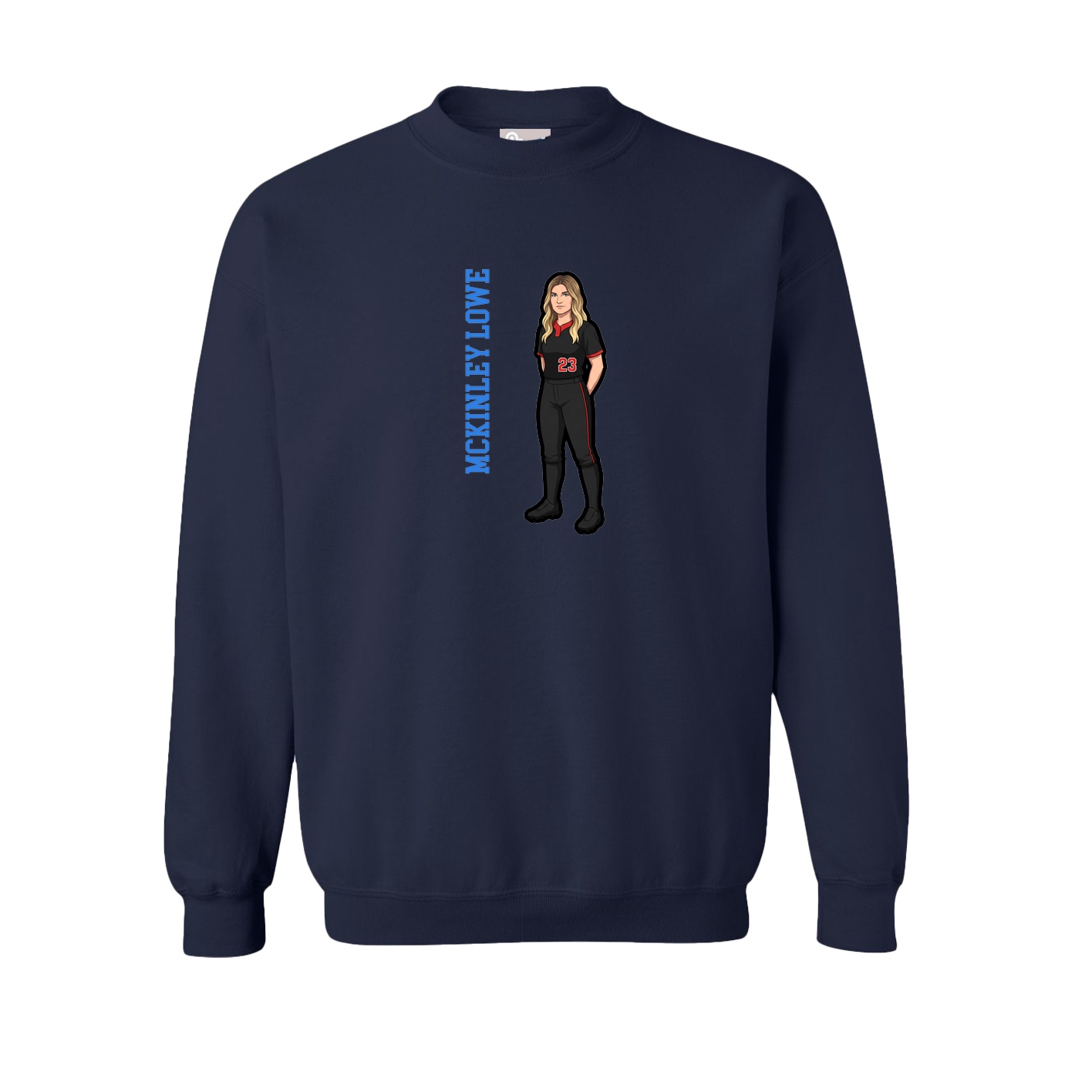 Fleece Crew — Name Vertical in Navy