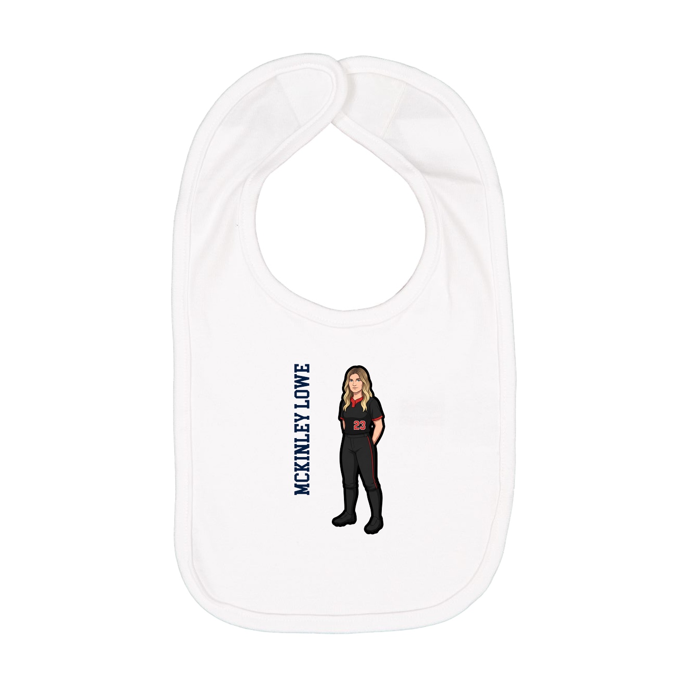 Infant Bib — Name Vertical in White