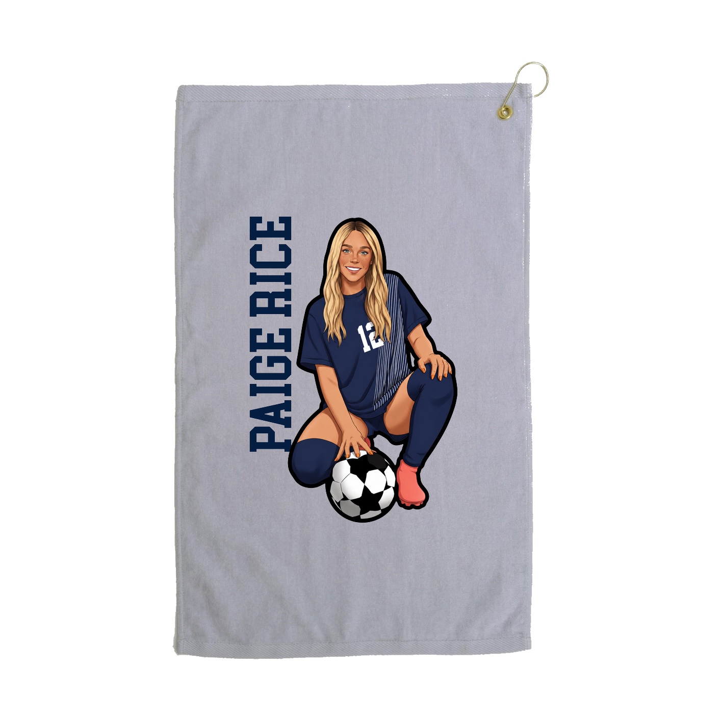 Golf Towel — Name Vertical in Grey