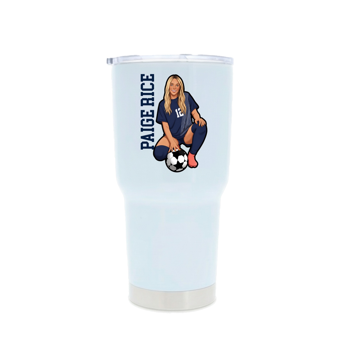 30oz Stainless Steel Tumbler — Name Vertical in White