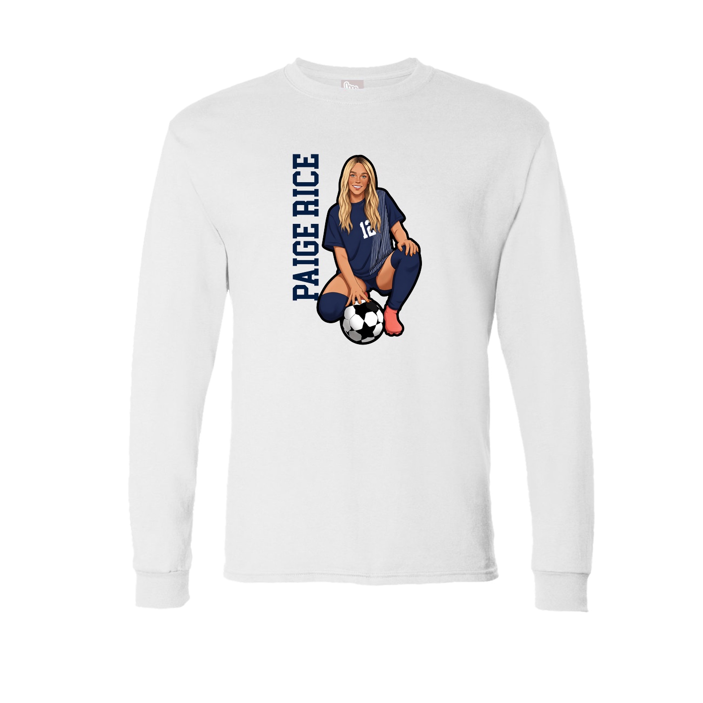 Long Sleeve Tee — Name Vertical in White
