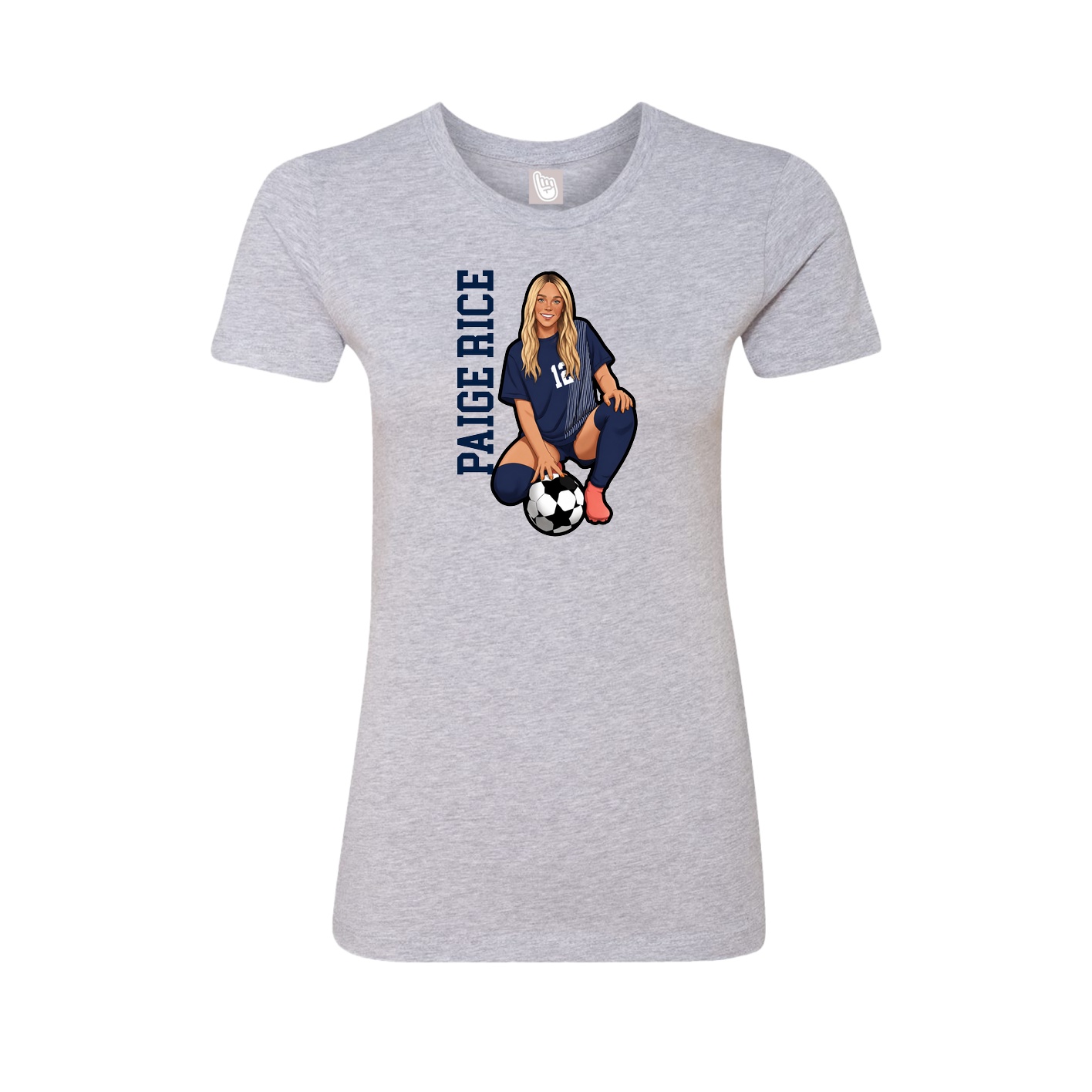 Fitted Women's Tee — Name Vertical in Grey