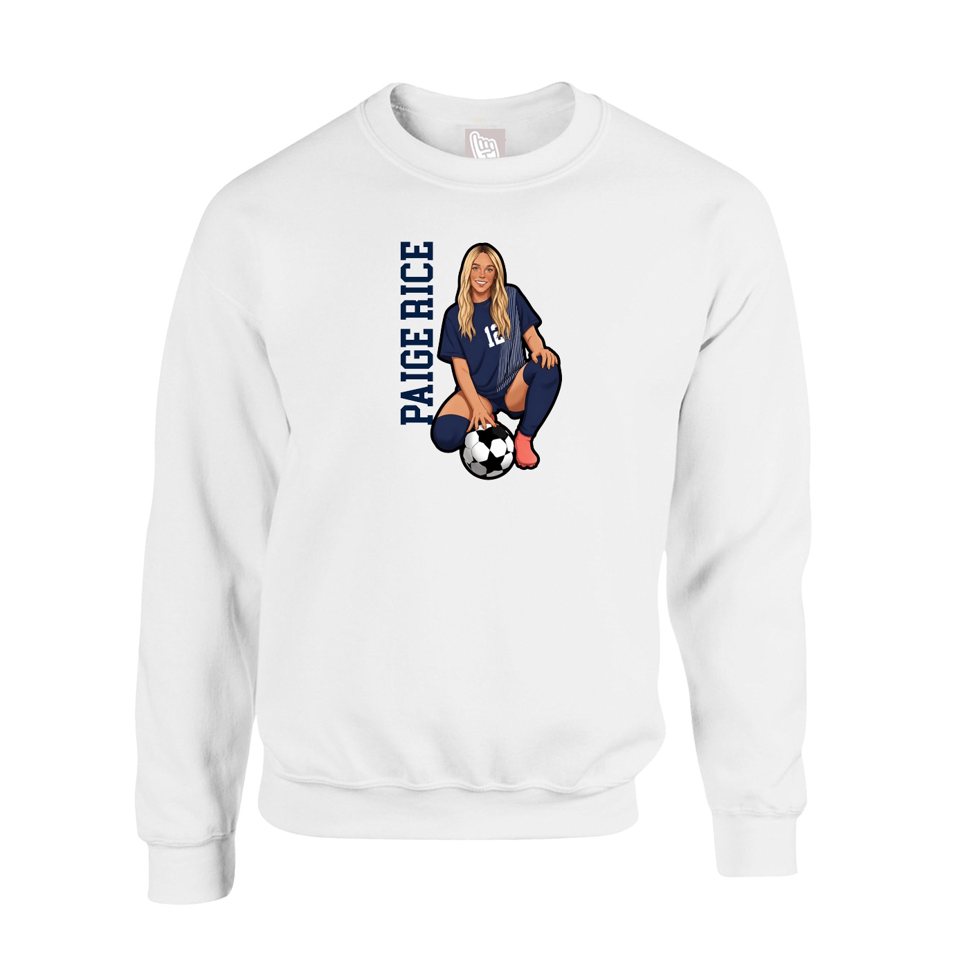 Fleece Crew — Name Vertical in White