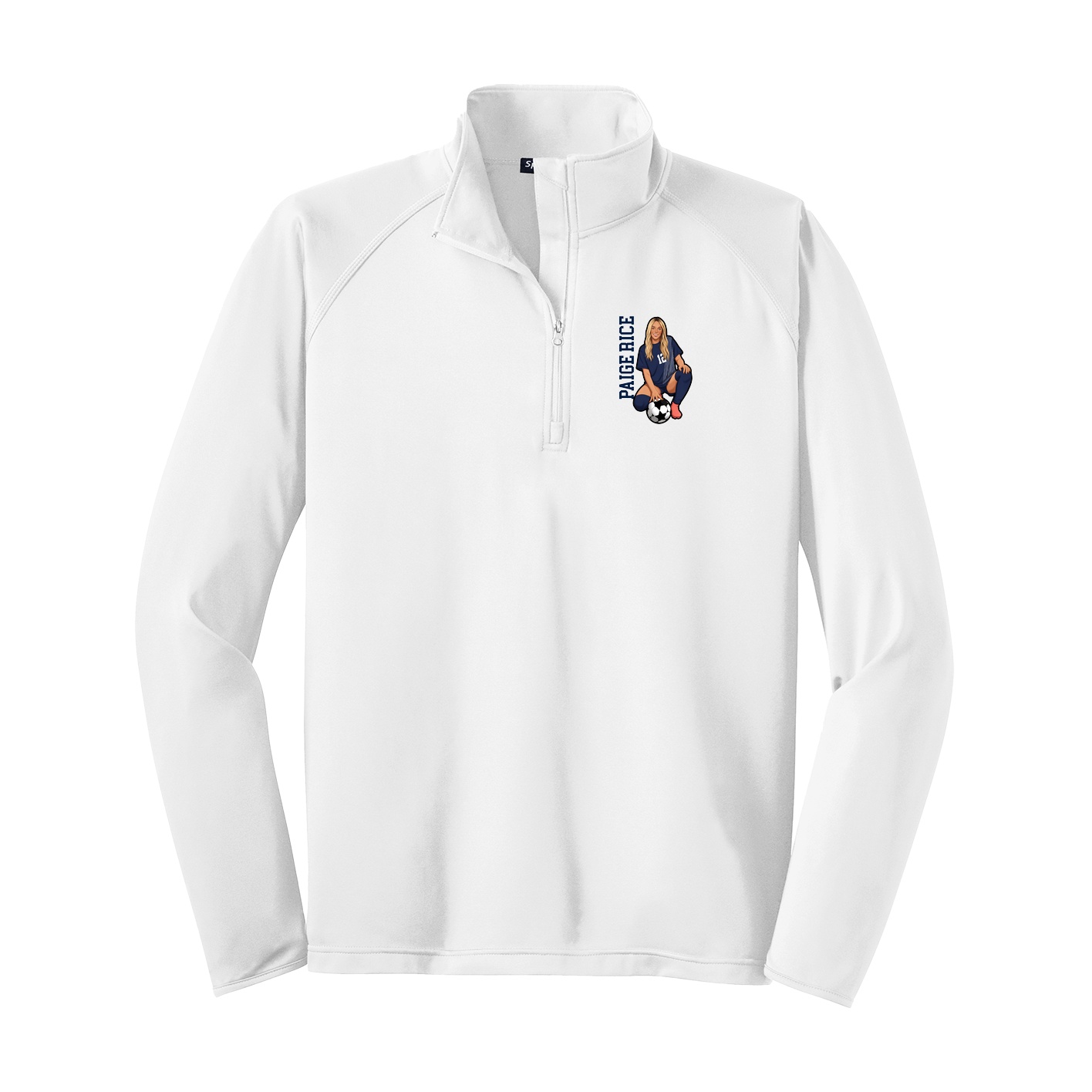Q-Zip Pullover — Name Vertical in White