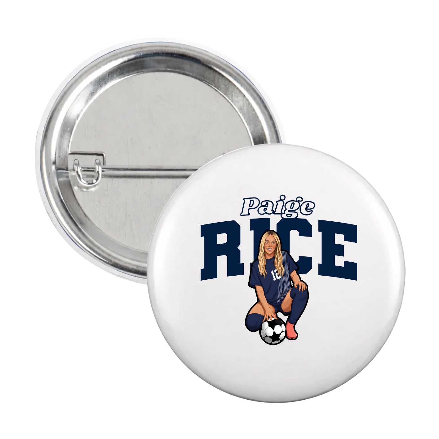 Game Day Button — Name Arch in White