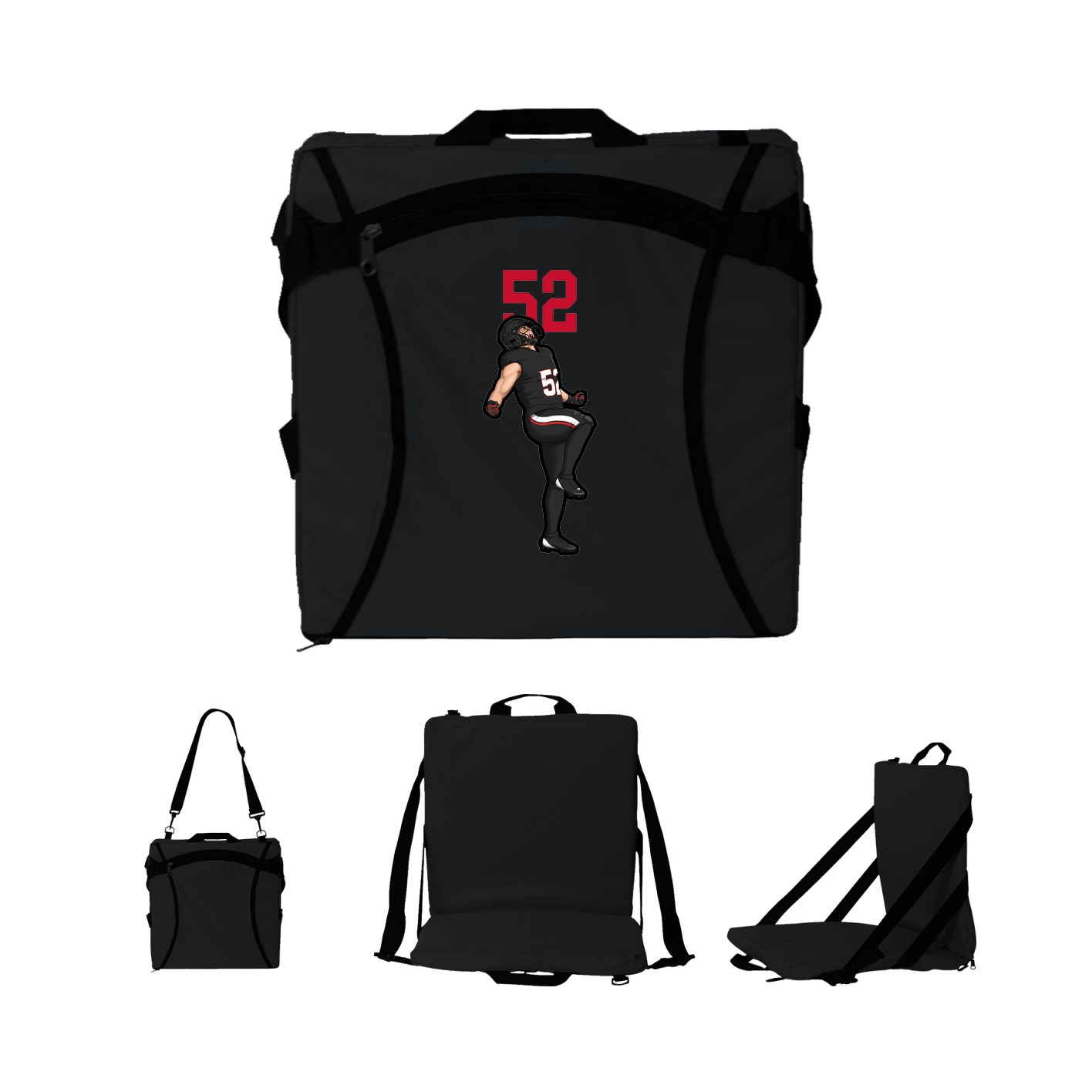 Folding Stadium Seat — Number Top in Black