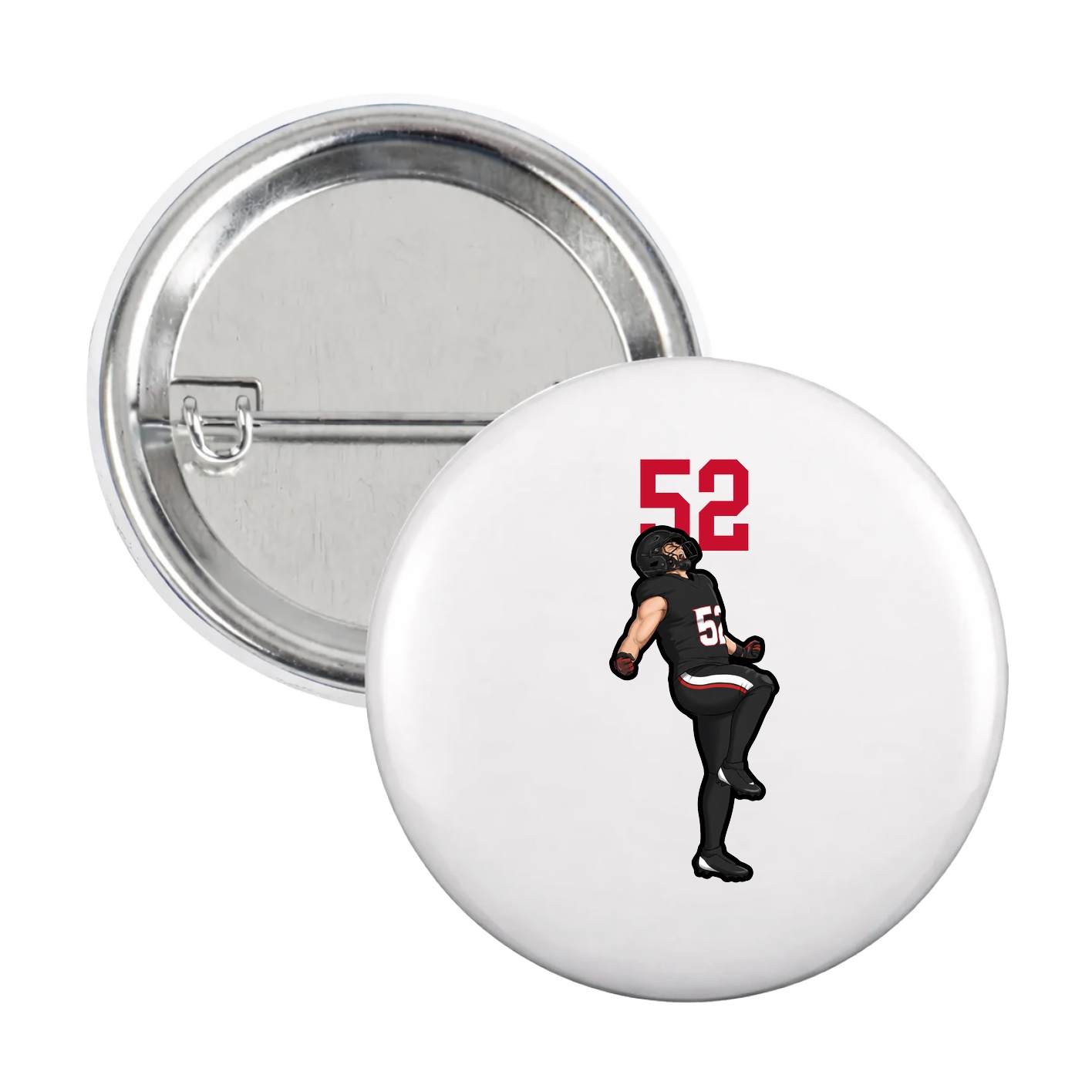 Game Day Button — Number Top in White