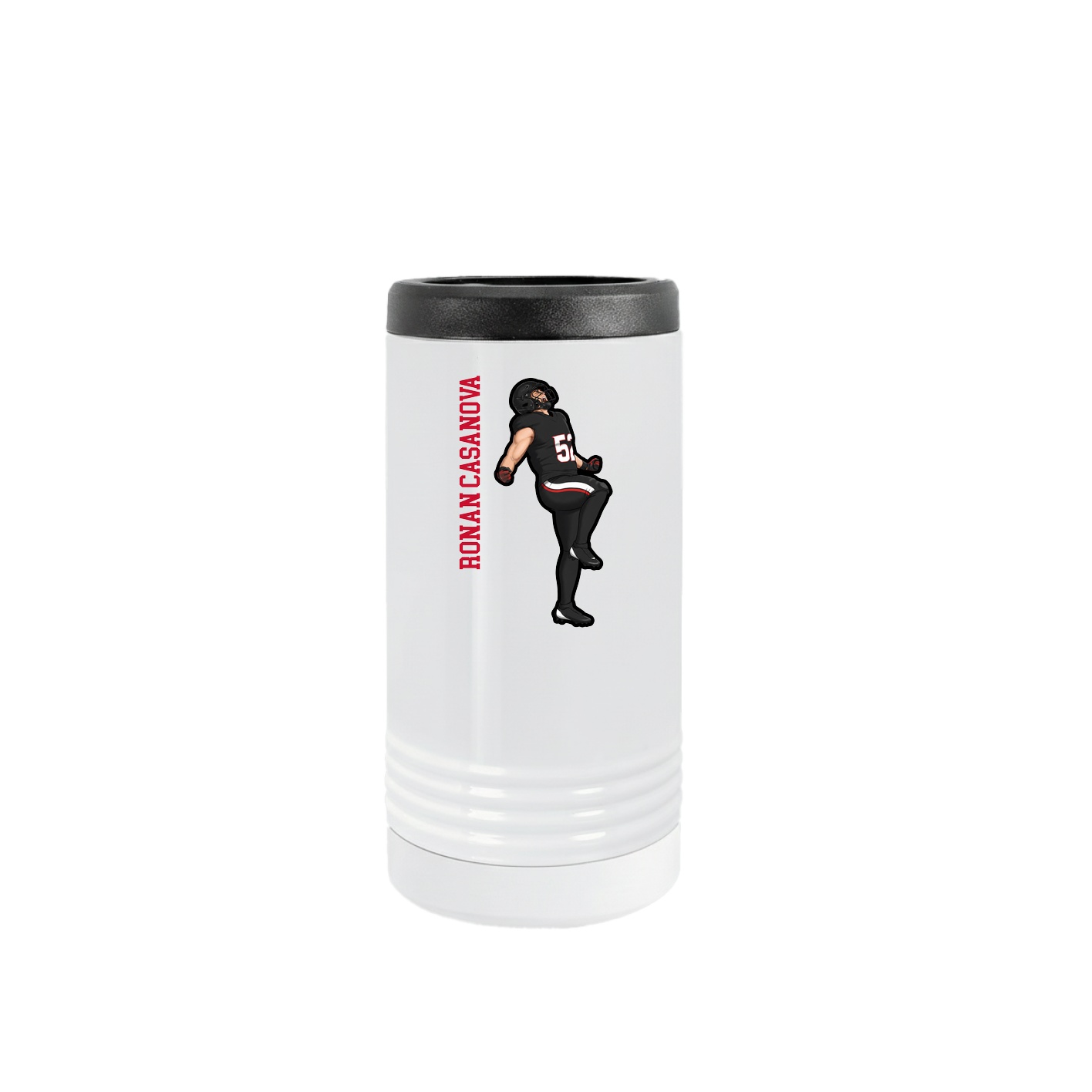 Slim Beverage Holder — Name Vertical in White