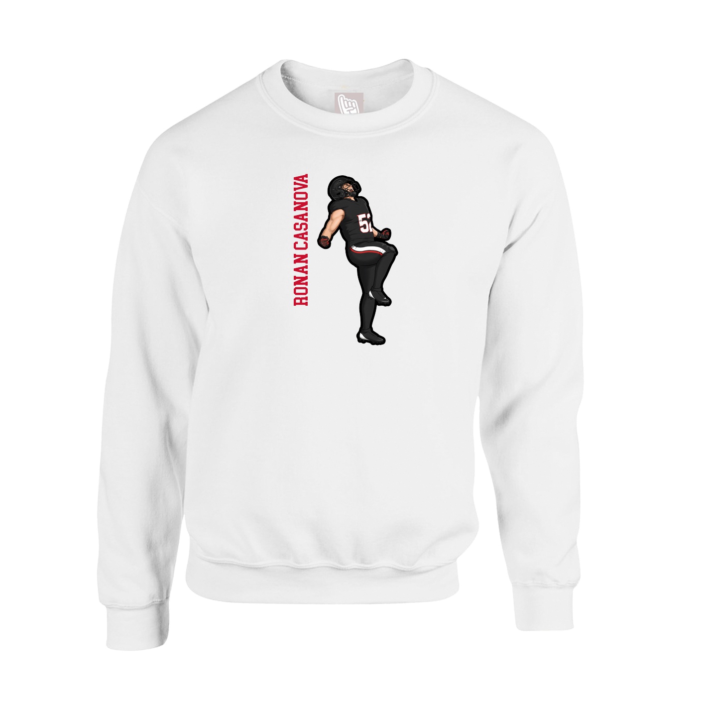 Fleece Crew — Name Vertical in White