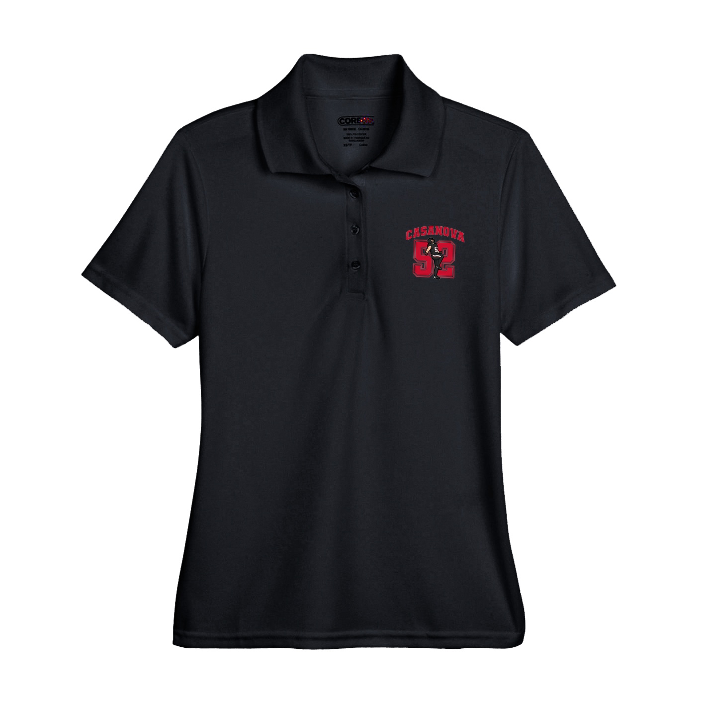 Womens Performance Polo — Number in Black
