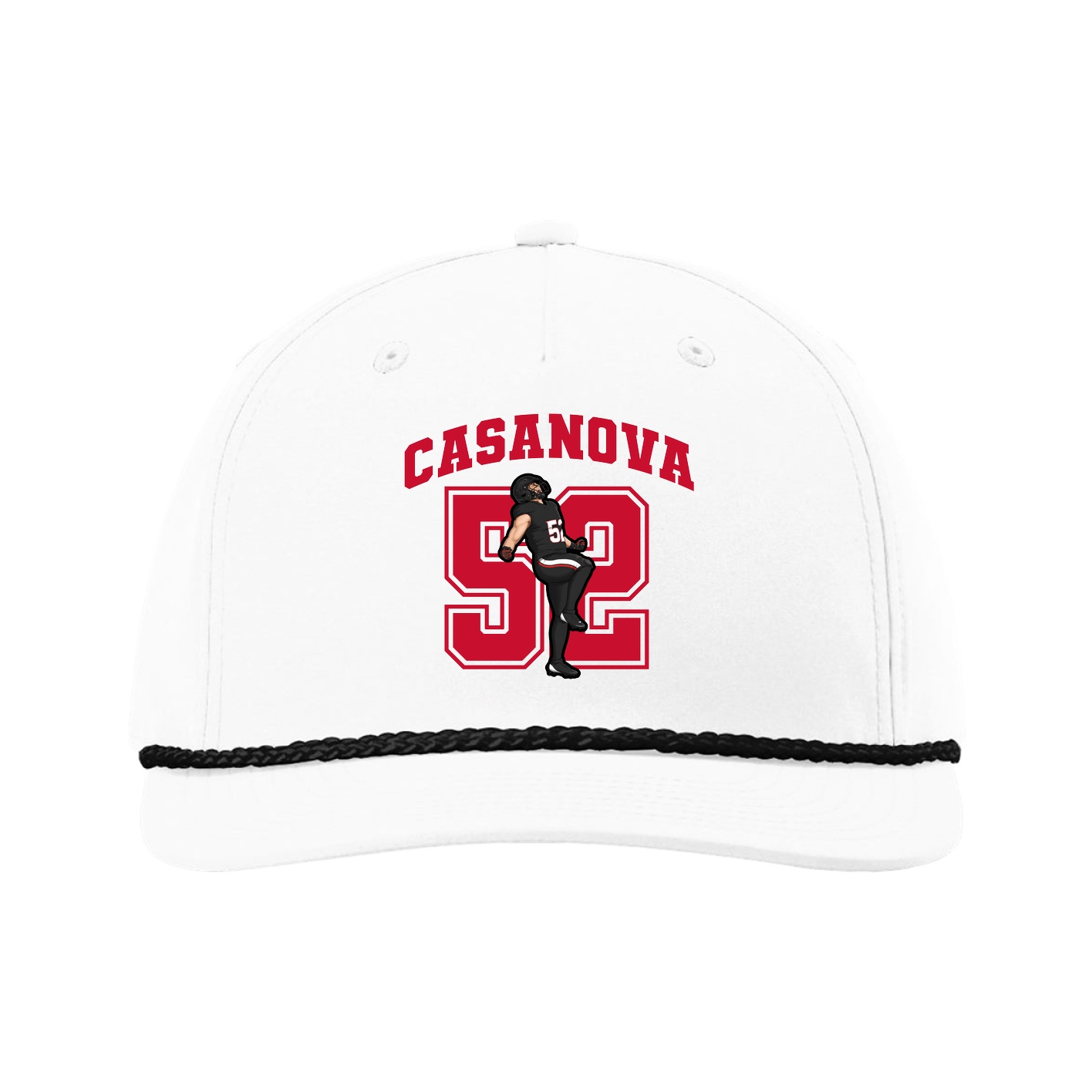 Five-Panel Classic Rope Cap — Number in White