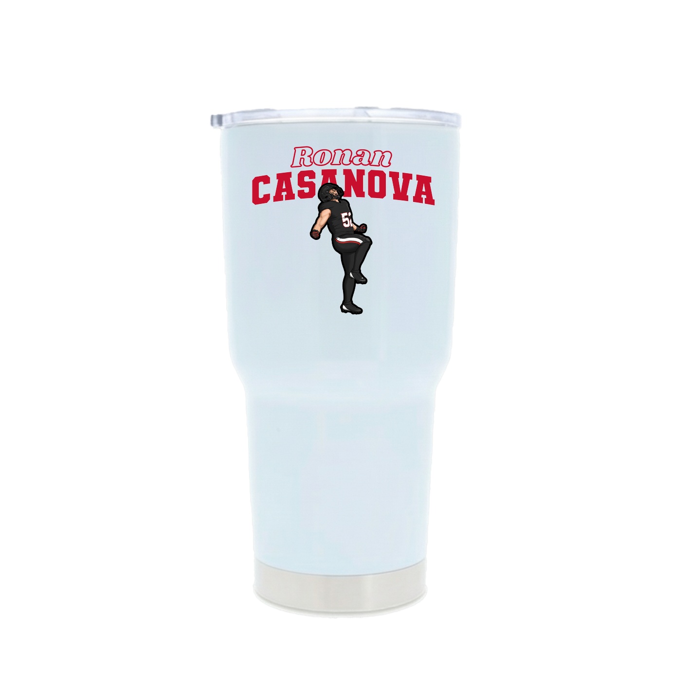 30oz Stainless Steel Tumbler — Name Arch in White