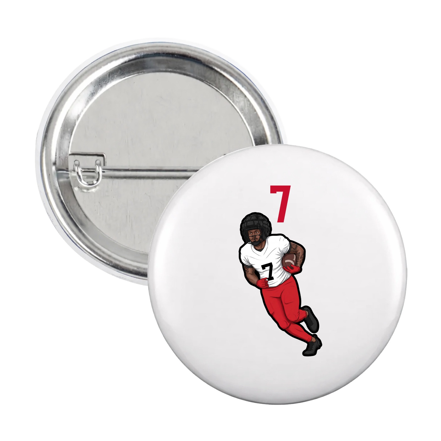 Game Day Button — Number Top in White