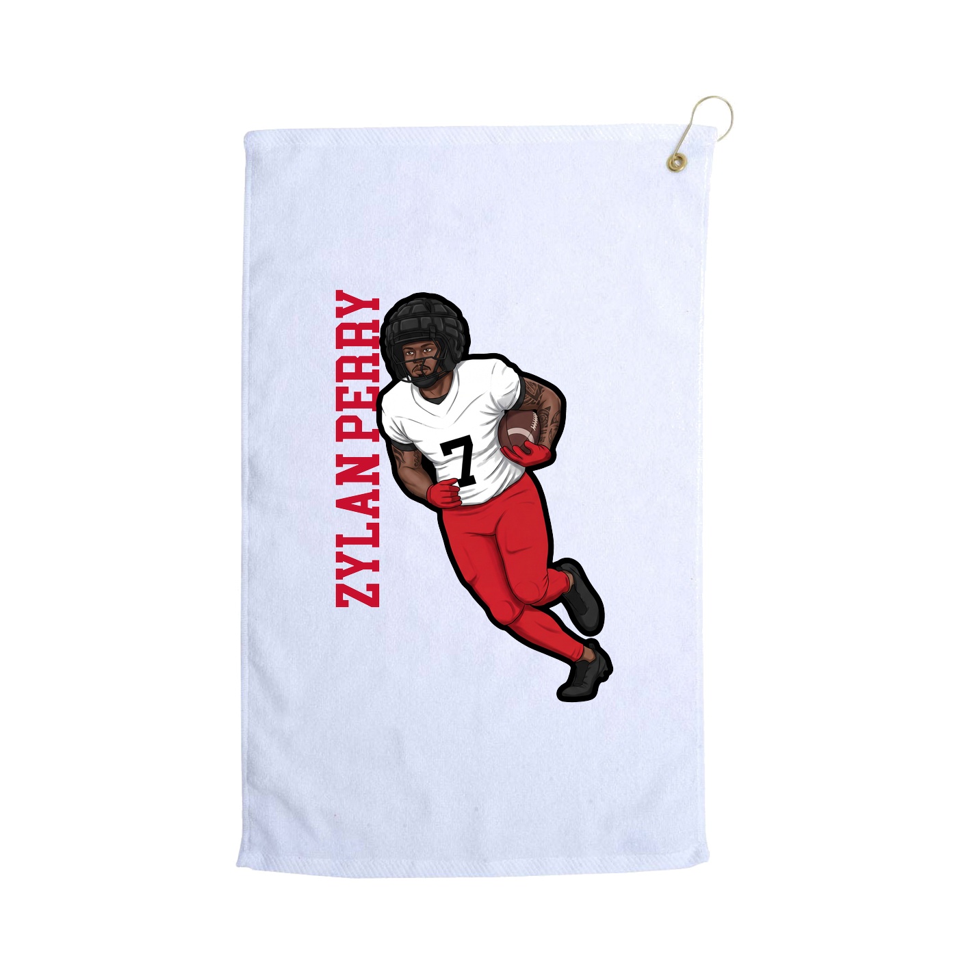 Golf Towel — Name Vertical in White